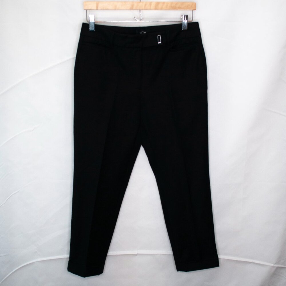 White House Black Market The Slim Crop Pants Womens 4 Black Cropped Casual C02